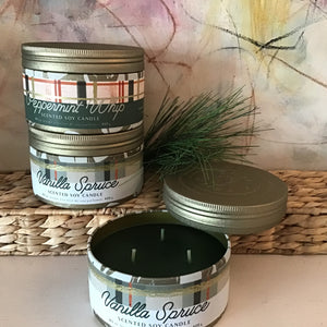Plaid Tin Large Candle | 2 Styles available at Bench Home