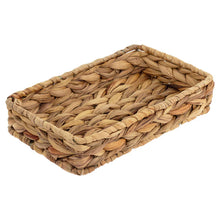 Load image into Gallery viewer, Rectangular rattan napkin holder with a handwoven natural finish and raised braided edges, displayed against a white background.
