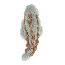 Load image into Gallery viewer, Top view of a green alligator plushie with brown ridges on a white background.