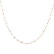 Load image into Gallery viewer, Gold chain necklace with pink beads on a white background