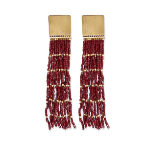Gold Rectangle Fringe Earring | 2 Colors available at Bench Home