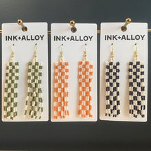 Load image into Gallery viewer, Checkerboard Beaded Earrings | 3 Colors