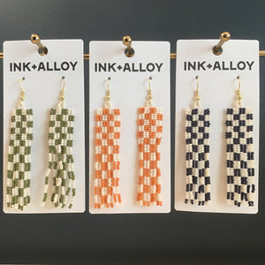 Checkerboard Beaded Earrings | 3 Colors available at Bench Home