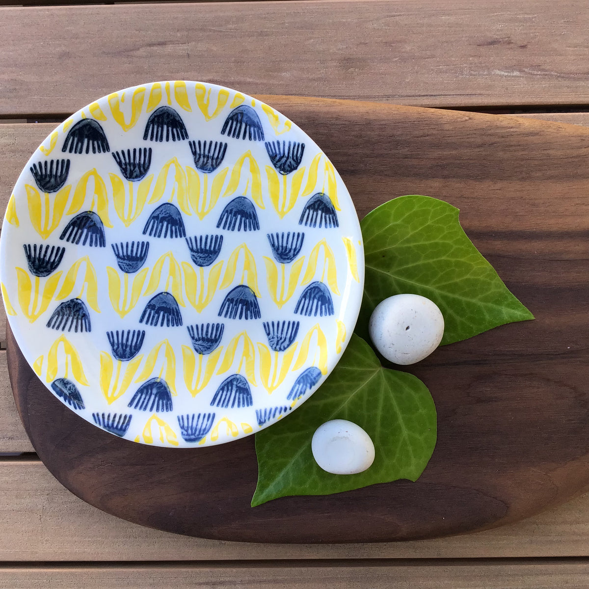 Hand-Stamped Stoneware Plate w/ Pattern | 4 Styles