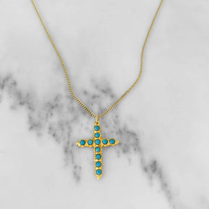 Turquoise Cross Necklace available at Bench Home