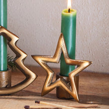Load image into Gallery viewer, Star Antique Brass Taper Holder