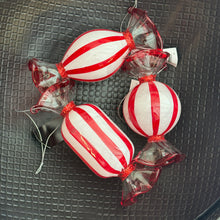 Load image into Gallery viewer, Red And White Striped Glass Candy Ornaments | Three Styles