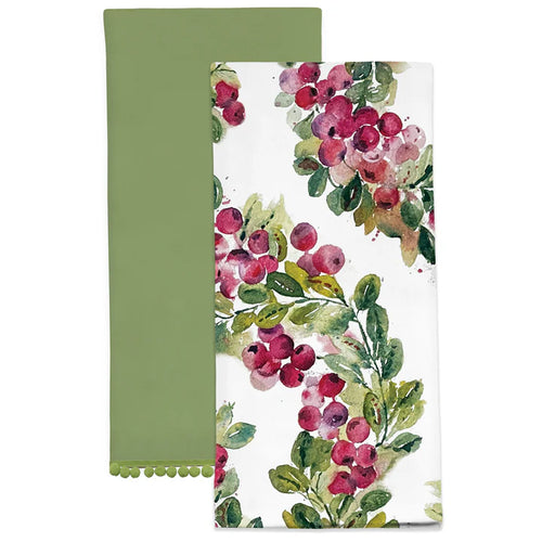 Cranberry Wreath Tea Towels | Set of Two