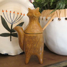 Load image into Gallery viewer, Stoneware Fox Shaped Jar with Lid &amp; Spoon
