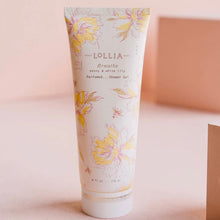 Load image into Gallery viewer, Lollia perfume shower gel  tube with a floral design on a light background