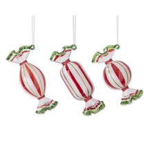 Load image into Gallery viewer, Red, White And Green Glass Candy Ornaments | Three Styles