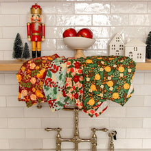 Load image into Gallery viewer, Holiday Yuletide Blooms Kitchen Tea Towel Set
