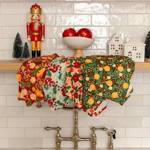 Holiday Yuletide Blooms Kitchen Tea Towel Set
