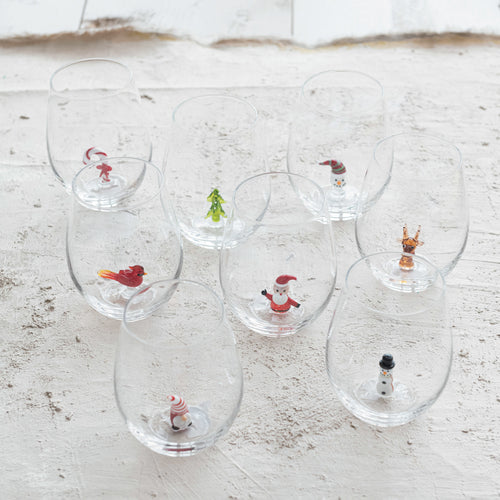 Stemless Wine Glass Holiday Theme