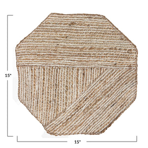 Cotton & Jute Embroidered Octagon Shaped Placemat available at Bench Home