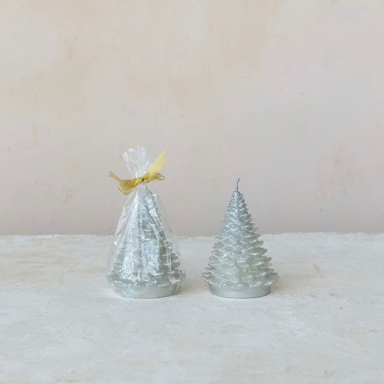 Silver Tree Shaped Candle