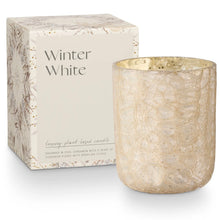 Load image into Gallery viewer, White Winter Crackle Glass Boxed Candle