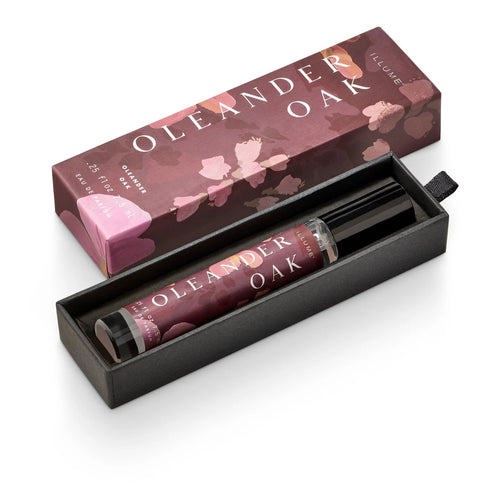 Oleander Oak travel spray in a decorative box on a white background