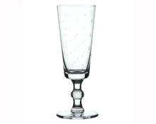 Load image into Gallery viewer, Champagne flute with small star etchings. White background. 