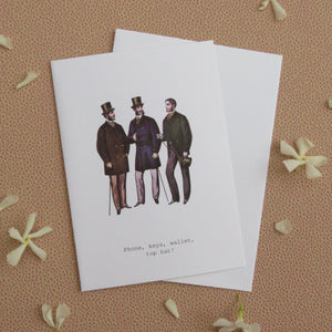 Phone, keys, wallet, top hat! available at Bench Home