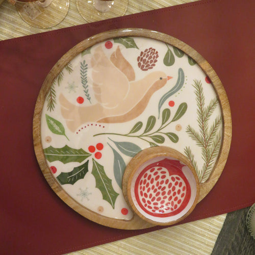 Winte Berry Round Platter and Bowl