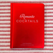Load image into Gallery viewer, Red book titled "Romantic Cocktails" on a red and white striped background