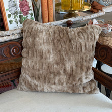 Load image into Gallery viewer, Brown Ribbed Vegan Fur Pillow | Two Styles