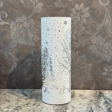 Load image into Gallery viewer, White Engraved Winter Scene LED Rotating Cylinders