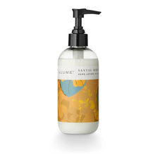Load image into Gallery viewer, Hand lotion pump bottle with a decorative label  on a white background.