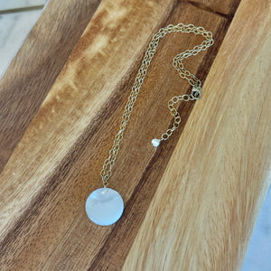 Mother of Pearl Disc Neclace available at Bench Home