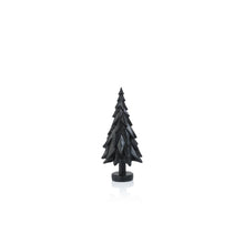 Load image into Gallery viewer, Matte black decorative tree with layered, angular branches and a round base, standing upright on a white surface.