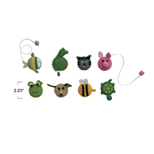 Load image into Gallery viewer, Collection of different animal felt measuring tapes on white background.