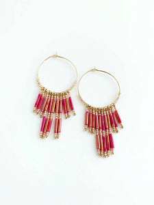Beaded Fringe Hoops available at Bench Home