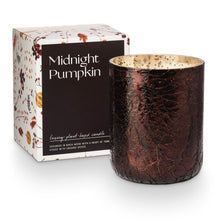 Load image into Gallery viewer, Midnight Pumpkin Crackle Glass Boxed Candle