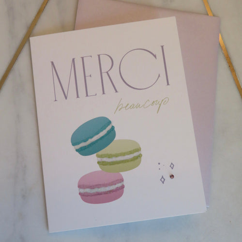 Card with macarons illustrations and 