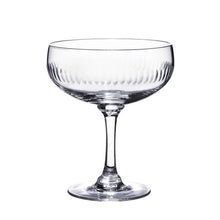 Load image into Gallery viewer, Coupe glass with line details. White background. 