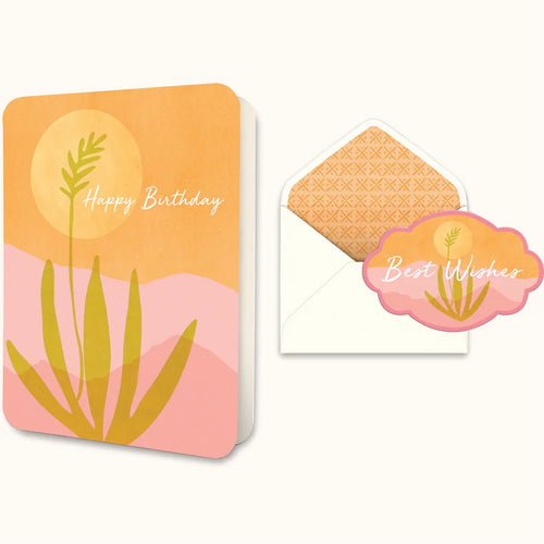 Slightly opened greeting card with 