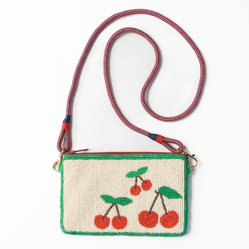 Seed Bead Cherries Purse