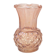 Load image into Gallery viewer, Pink glass vase with textured design on a white background.