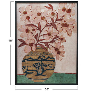 Wood Framed Glass Wall Decor Flowers in Vase available at Bench Home