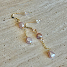 Load image into Gallery viewer, Pink Freshwater Pearl Drop Earrings
