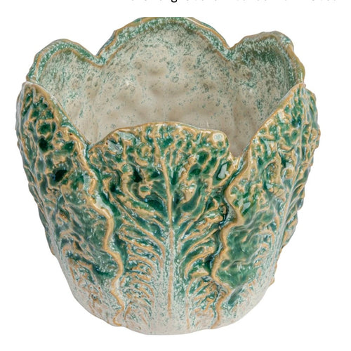cabbage planter tones of cream and green