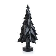 Load image into Gallery viewer, Matte black decorative tree with layered, angular branches and a round base, standing upright against a white surface.  