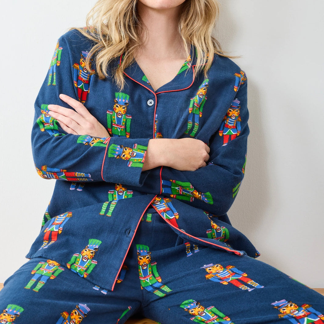 Leopard Nutcrackers Flannel PJ Set