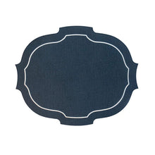 Load image into Gallery viewer, Navy blue placemat  with white trim on a white background