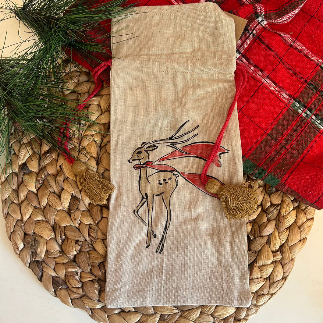 Holiday Cotton Wine Bags | 4 Styles