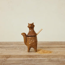 Load image into Gallery viewer, Stoneware Fox Shaped Jar with Lid &amp; Spoon