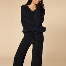 Load image into Gallery viewer, Softies Black V-Neck Lounge Set