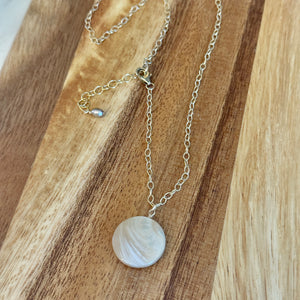 Mother of Pearl Disc Neclace available at Bench Home