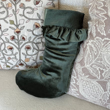 Load image into Gallery viewer, Sage Velvet Holiday Stocking